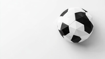 Poster - Elegant white background featuring a classic black and white soccer ball, emphasizing its iconic geometric design and traditional look