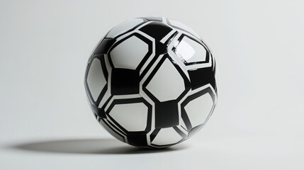 Poster - Elegant white background featuring a classic black and white soccer ball, emphasizing its classic geometric pattern and design