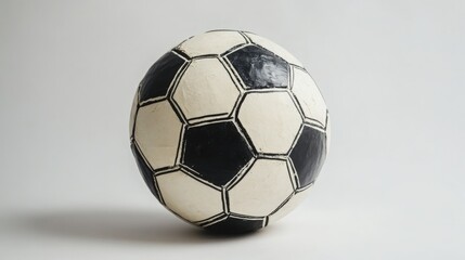 Poster - Elegant white background featuring a classic black and white soccer ball, emphasizing its classic geometric pattern and design