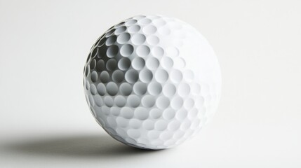 Poster - Elegant white background featuring an isolated white dimpled golf ball, capturing the unique texture and classic appearance