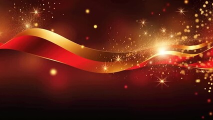 Wall Mural - red velvet waves sparkling with golden bokeh lights creating an elegant festive backdrop for christm