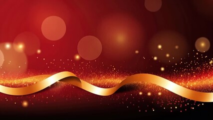 Wall Mural - red velvet waves sparkling with golden bokeh lights creating an elegant festive backdrop for christm