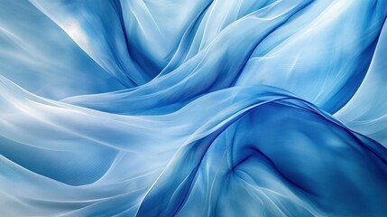 Aufkleber - Sophisticated abstract blue wave art with smooth, sweeping lines. The blend of blue tones creates a serene and dynamic design, emphasizing fluid motion
