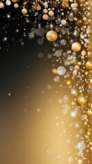 Wall Mural - golden glitter sparkling on a surface with a golden bokeh effect background, creating a luxurious an