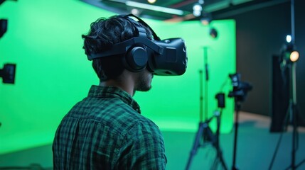 Poster - Green screen for VR content creation - Specialized setups for integrating green screen footage into VR environments, 