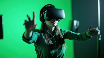 Poster - Green screen for VR content creation - Specialized setups for integrating green screen footage into VR environments, 