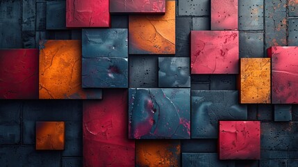 Wall Mural - Abstract geometric backgrounds combine 2D and 3D elements to create a striking and modern visual design.