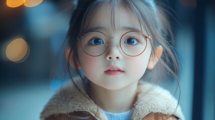 Poster - cute young Asian girl with house planning on buying her house