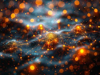 Poster - Abstract Network of Glowing Points and Lines