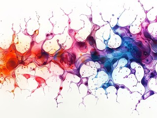 Poster - Abstract Colorful Splashes and Drops on White Background