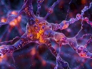 Poster - Detailed Microscopic View of a Neuron Cell