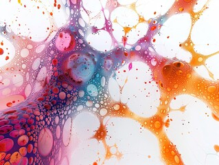 Poster - Abstract Colorful Network of Interconnected Bubbles and Cells