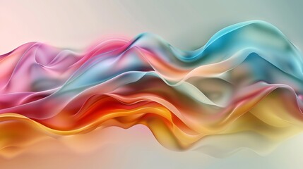 Wall Mural - Colorful flowing abstract texture with smooth waves blending in hues of pink, blue, and orange against a light background