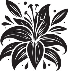 Lily flower silhouette black vector design