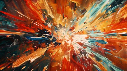 Wall Mural - vibrant abstract explosion of colors in red, blue, and orange tones conveying energy and movement