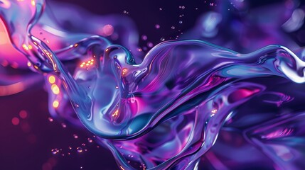 Wall Mural - Vibrant abstract liquid flow with glowing colors in a dark background at night