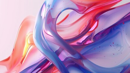 Wall Mural - Colorful abstract waves of soft hues flowing seamlessly, creating an artistic blend of red, purple, and blue in a harmonious composition