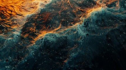 Wall Mural - photosynthetic process captured in vibrant water colors during sunset at the ocean's surface