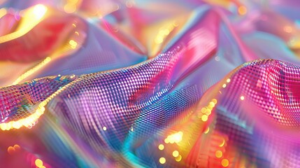 Wall Mural - colorful fabric waves shimmering under soft light in a creative artistic display