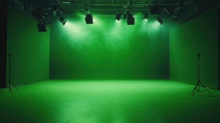 Poster - Professional green screen - High-quality green screen setups designed for professional use in film, television, and corporate video production, 