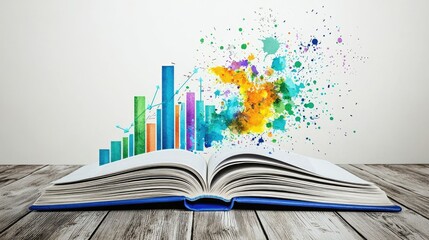 Wall Mural - A book of best practices is open and the process steps and guidance are emerging from the book and coming to life; charts and diagrams 