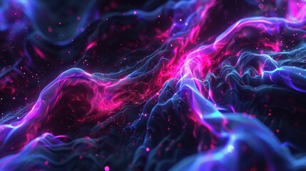 Wall Mural - Vibrant abstract cosmic landscape showcasing swirling colors and dynamic energy patterns in a dark universe
