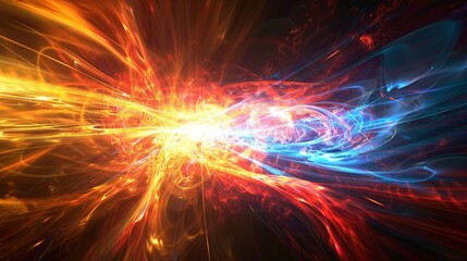 Wall Mural - Vibrant abstract burst of energy illustrating dynamic movements in a cosmic setting at nighttime