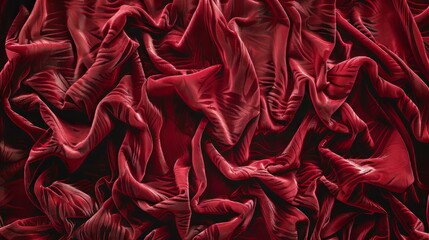 Wall Mural - intricate patterns of red fabric create a striking visual texture and depth in a captivating display