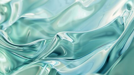 Wall Mural - beautiful translucent aqua fabric flowing softly in gentle waves under natural light