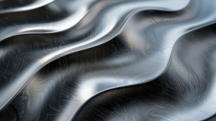 Wall Mural - wavy metallic surface glistening in sunlight with dynamic reflections and shadows