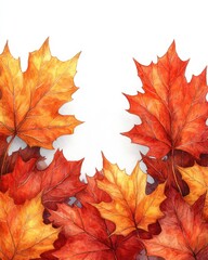 Wall Mural - a thanksgiving feast invitation card with autumn leaves isolated on white background.