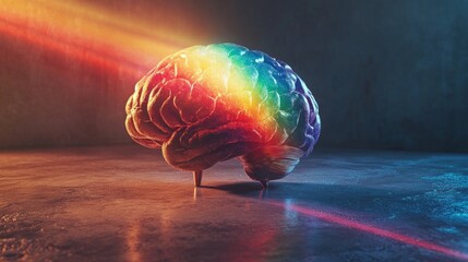 Poster - A colorful brain with rainbow colors
