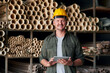 © Sanc/peopleimages.com - Pipes, warehouse and portrait of man with tablet in workshop, factory and production for manufacturing. Construction, storage and person for industrial process, building and resources for plumbing