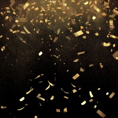 Wall Mural - real gold confetti rain isolated on black background texture decoration overlay template for festive holiday celebrations