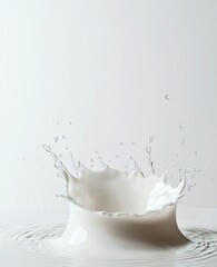 White background, a water drop on the ground, water splashing around