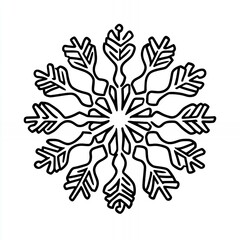 Canvas Print - Black and white illustration of a snowflake.