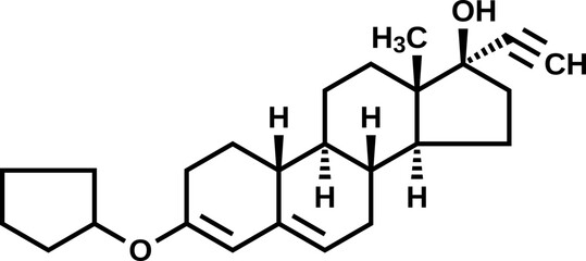 Canvas Print - Quingestanol structural formula, vector illustration