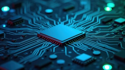 Poster - Abstract Circuit Board with Bright Space Elements