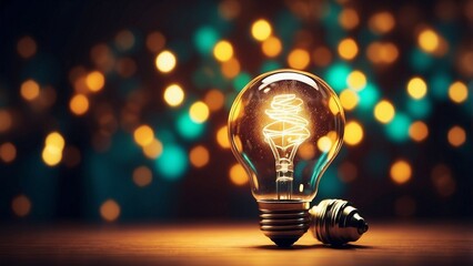 Creative lightbulb idea with bokeh effect