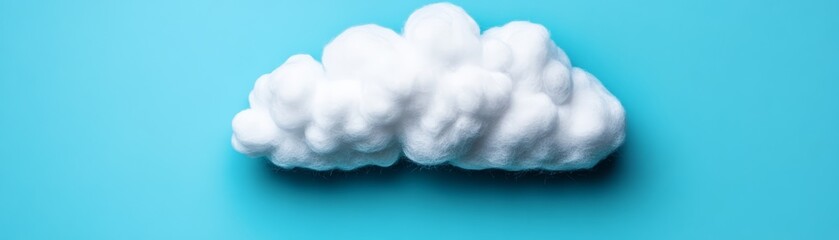 Wall Mural - Fluffy white cloud against a vibrant blue background.