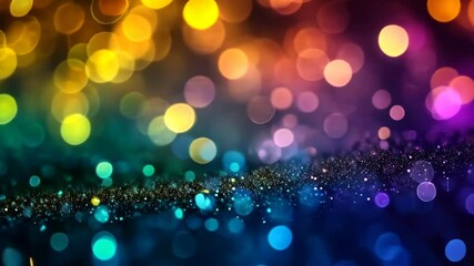 Colorful lights blur into a rainbow of bokeh