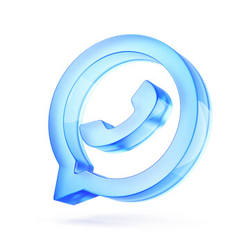 Phone icon, Contact symbol, Speech bubble with phone tube - 3d rendering