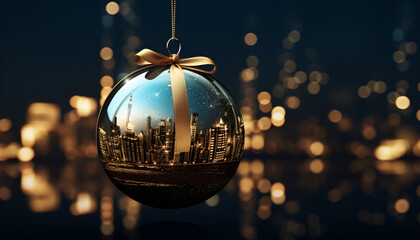 New Year's Eve desktop wallpaper New Year's Eve balloon with reflection of the city in it