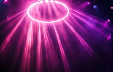 Wall Mural - pink and purple stage lights and a circle light, ideal for use as a backdrop for graphic design proj