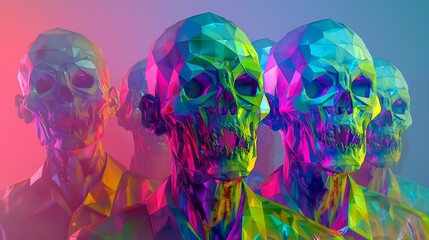 Poster - Geometric Overlapping Translucent Zombie Figures