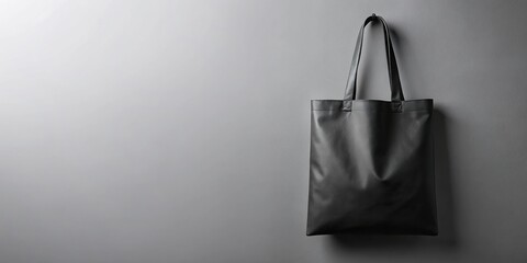 Mockup of low angle craft stylish black tote bag