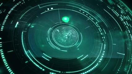 Wall Mural - a green radar signal screen with rotating circles and dots