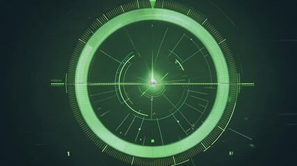 Wall Mural - a green radar signal screen with rotating circles and dots