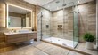 © suchetpong - Modern bathroom with large shower tray in a contemporary house
