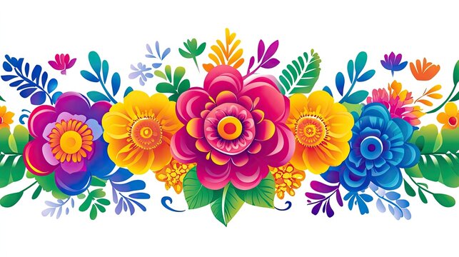 Intricate floral motifs in vibrant colors for a Hispanic Heritage Month wallpaper, reflecting the beauty of cultural heritage and celebration.